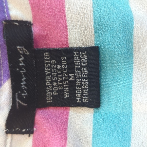 Timing Razor Back Tank with Front Tie Multi Color Stripes Size Medium - Picture 3 of 5